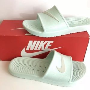 nike slides mint green